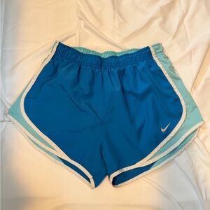 Nike Women's Blue Athletic Shorts with Aqua Side Panels